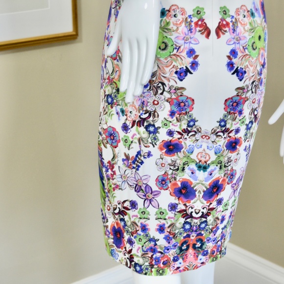 🆕🏷️ Roberto Cavalli Sleeveless Punto Stoffa Sheath Dress, White/Multi - Picture 15 of 16